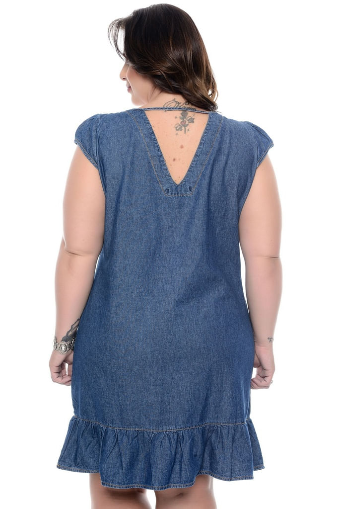 vestido jeans plus size mercadolivre