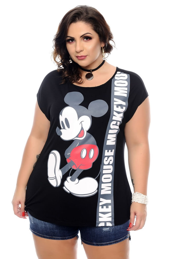 camiseta mickey feminina plus size