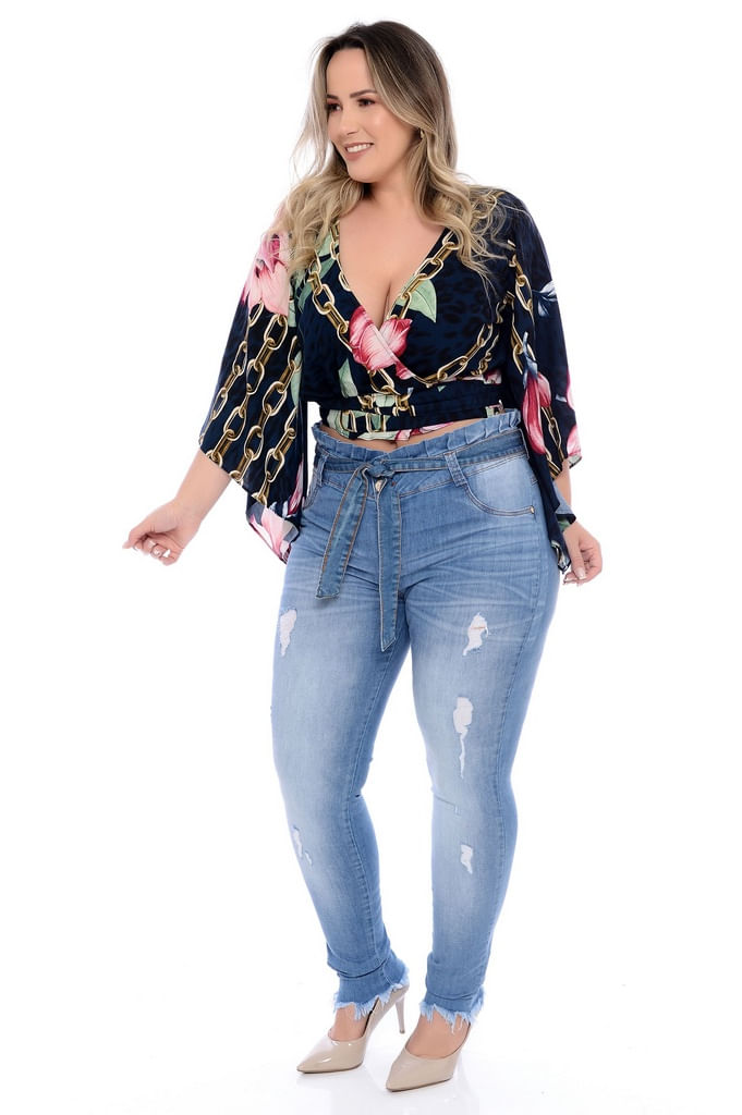 calça clochard jeans plus size