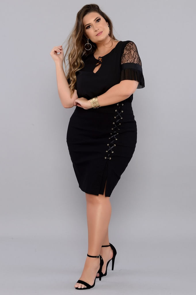 saia lápis plus size