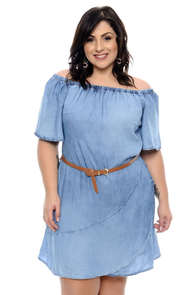 vestido ciganinha jeans plus size