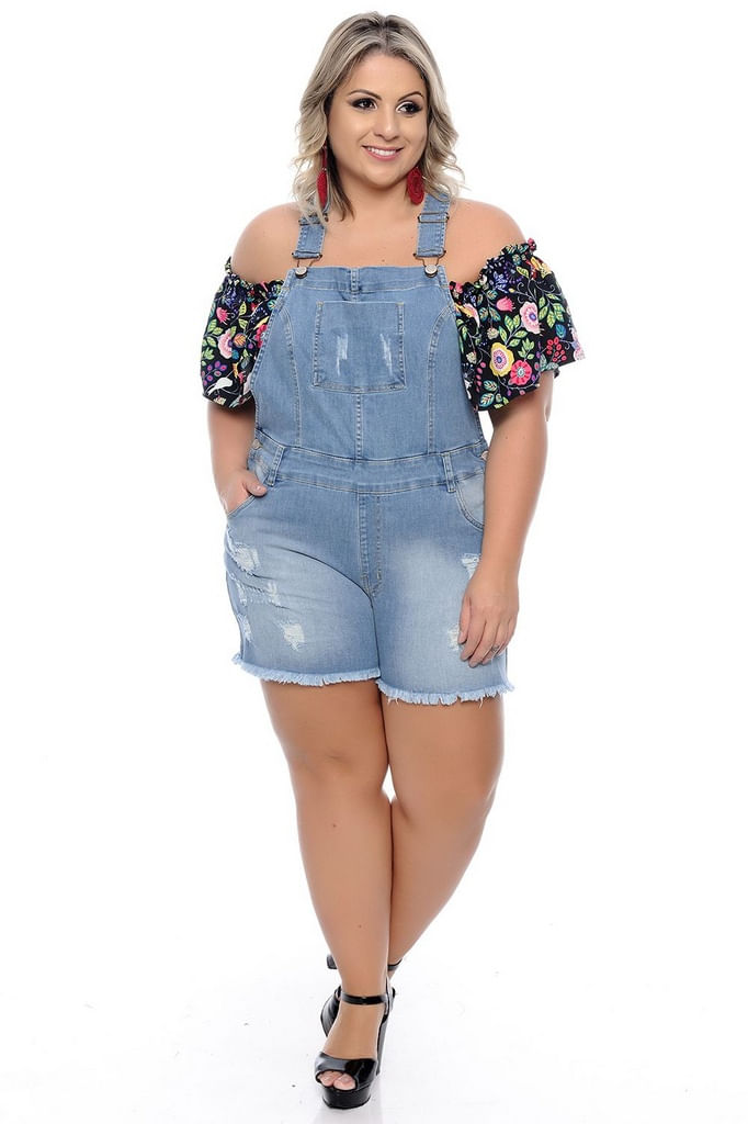 macaquinho jeans feminino plus size