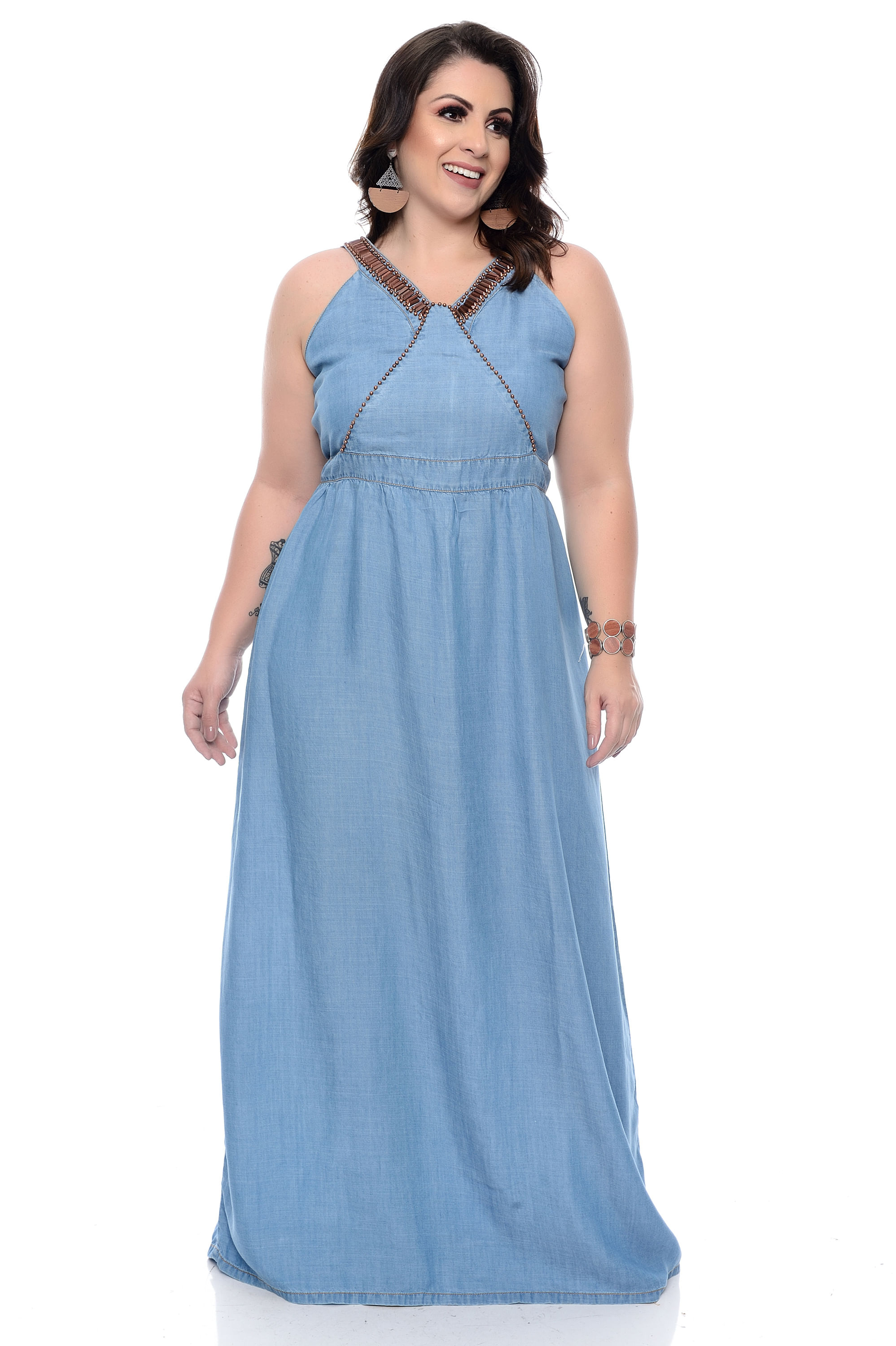 comprar vestido longo jeans