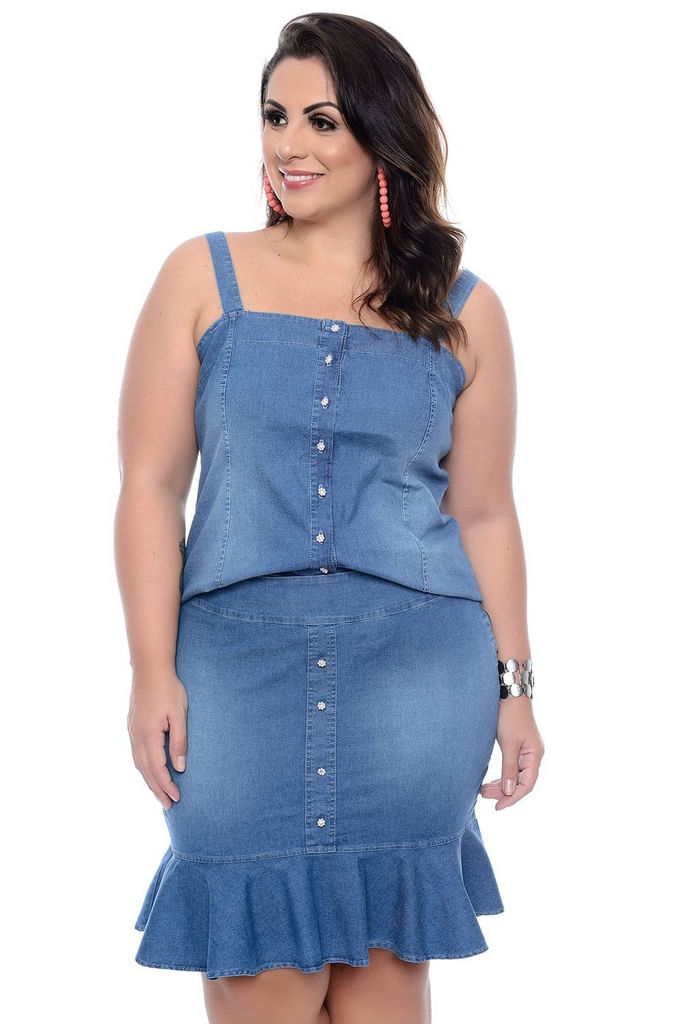 conjunto jeans feminino plus size