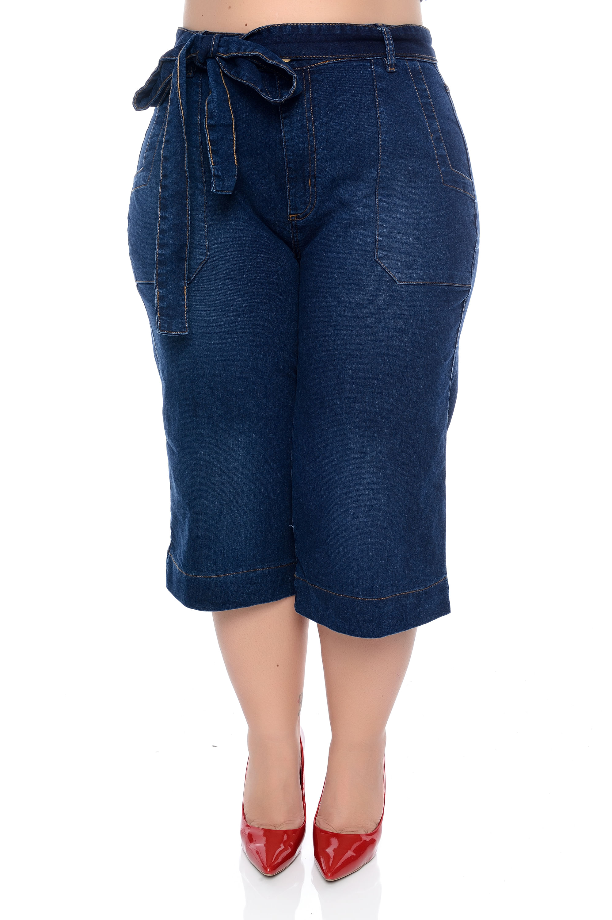 calça pantacourt plus size jeans