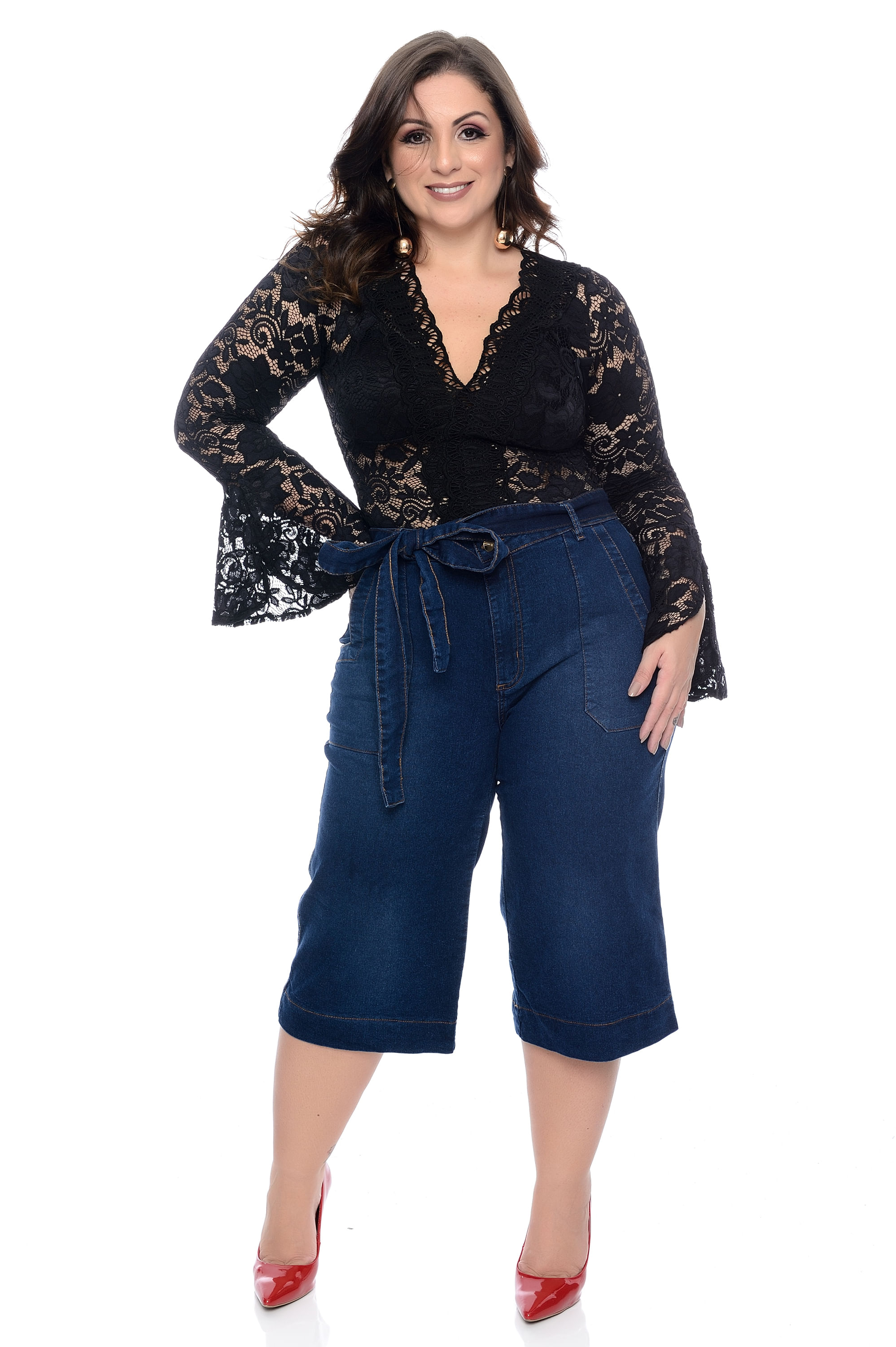 pantacourt jeans plus size