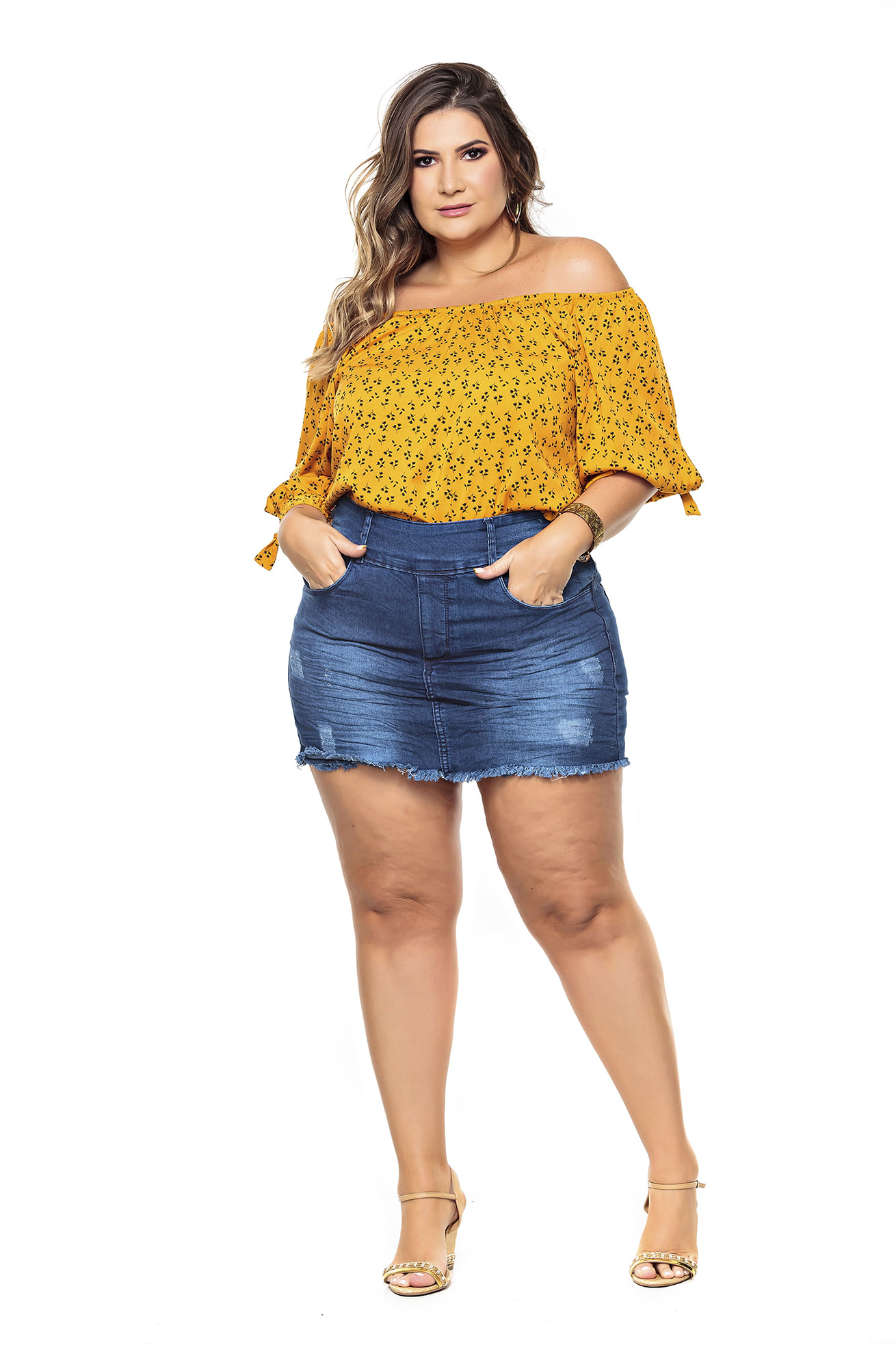 comprar saia jeans plus size