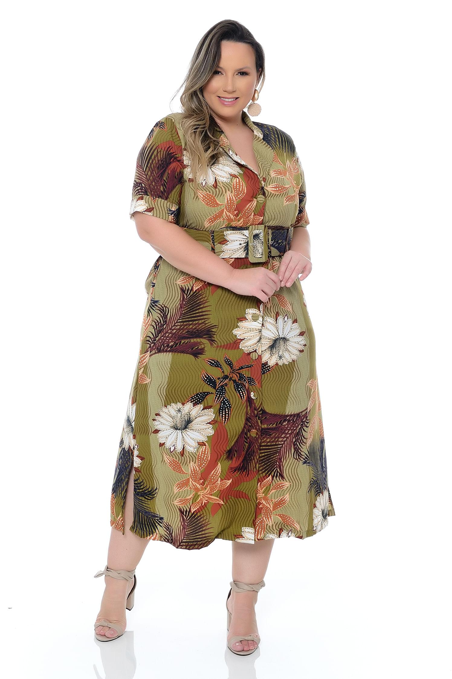 vestido midi plus size casual