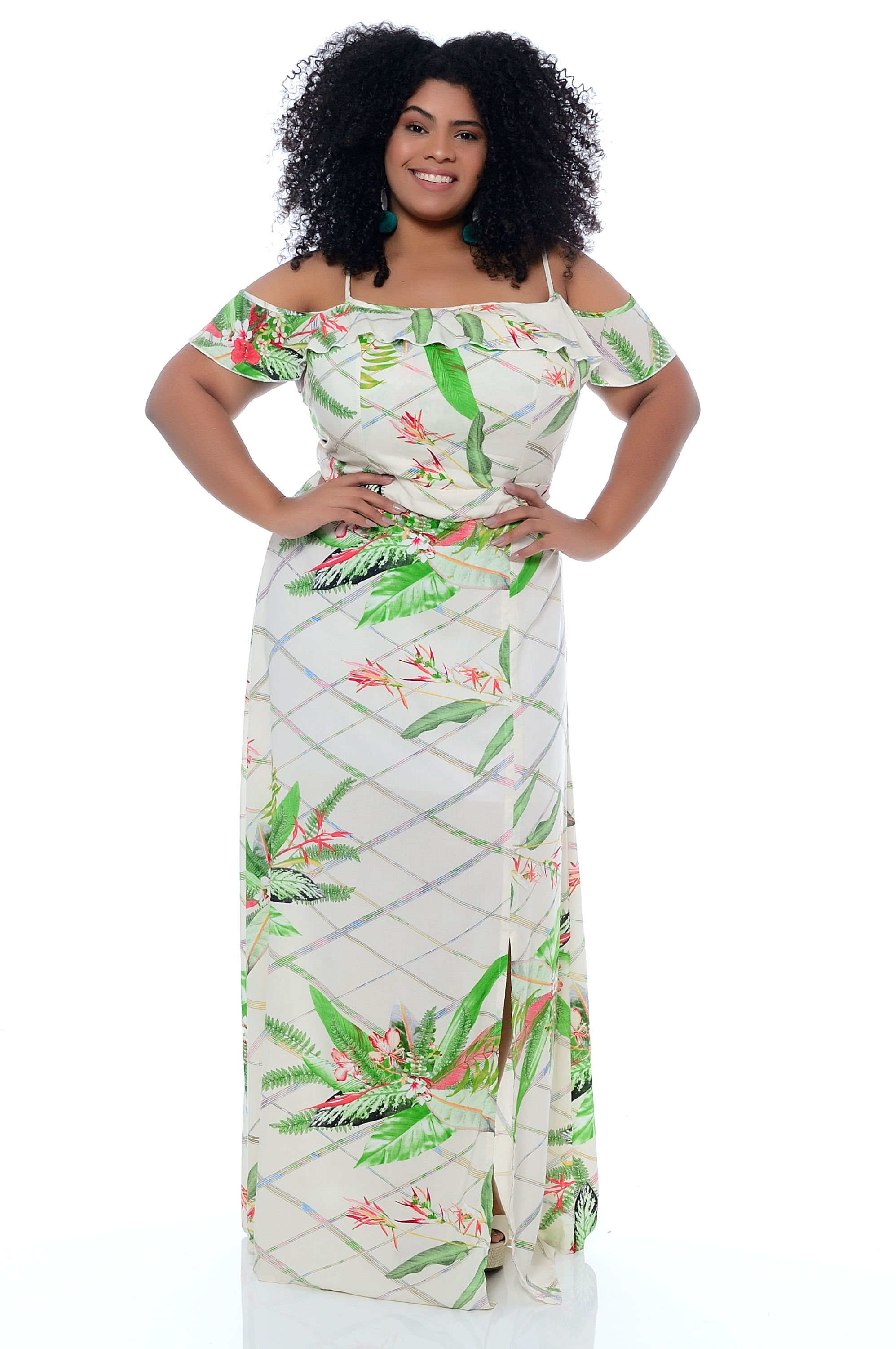 vestido longo ciganinha plus size