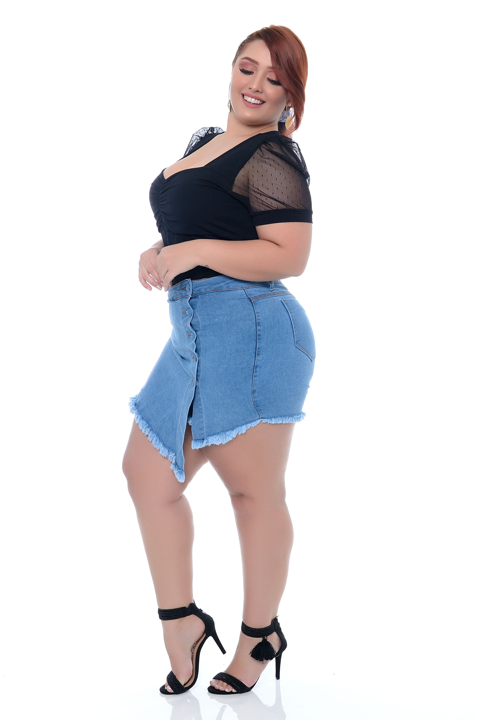 short saia plus size jeans