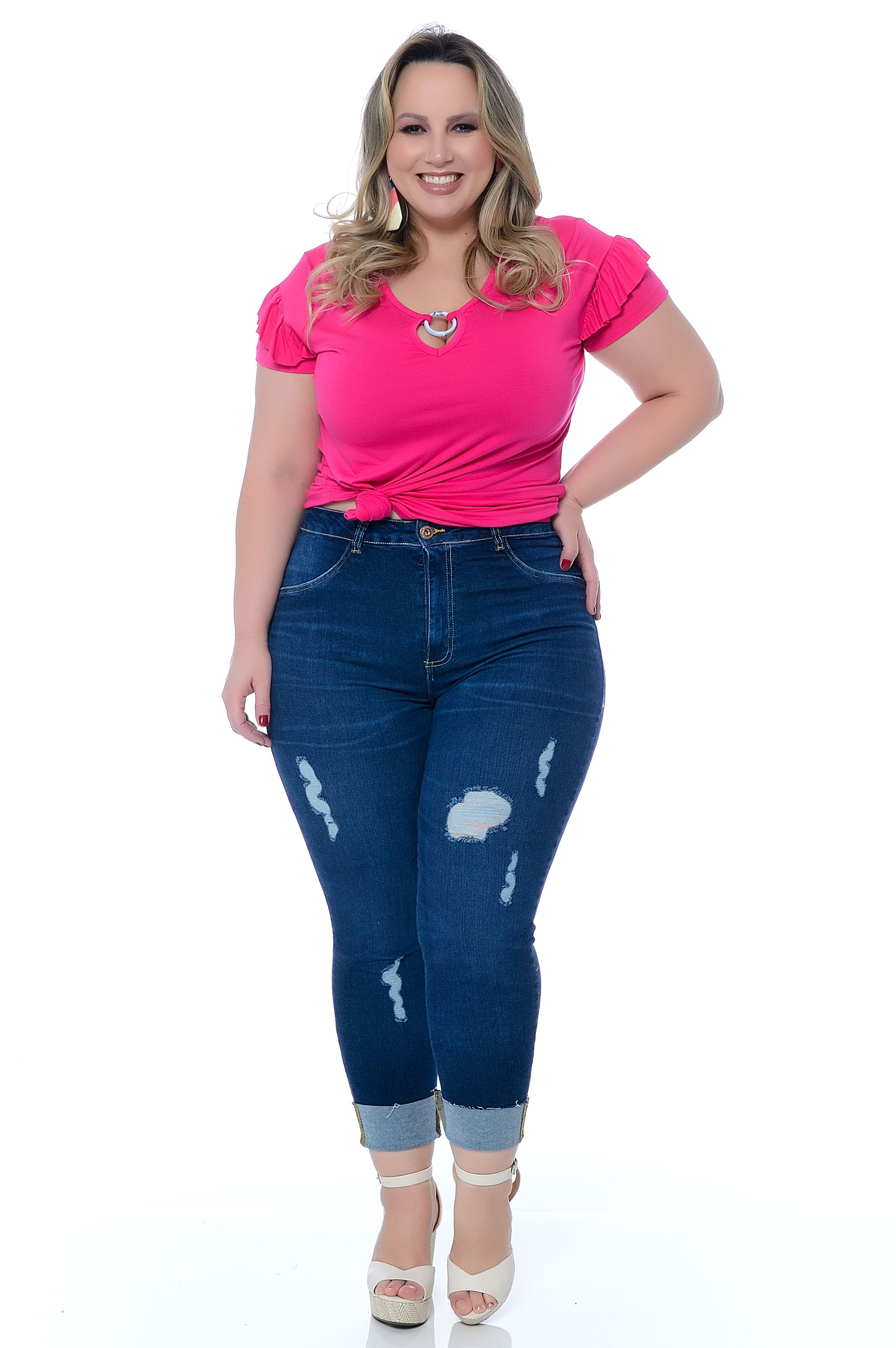 calça jeans skinny plus size