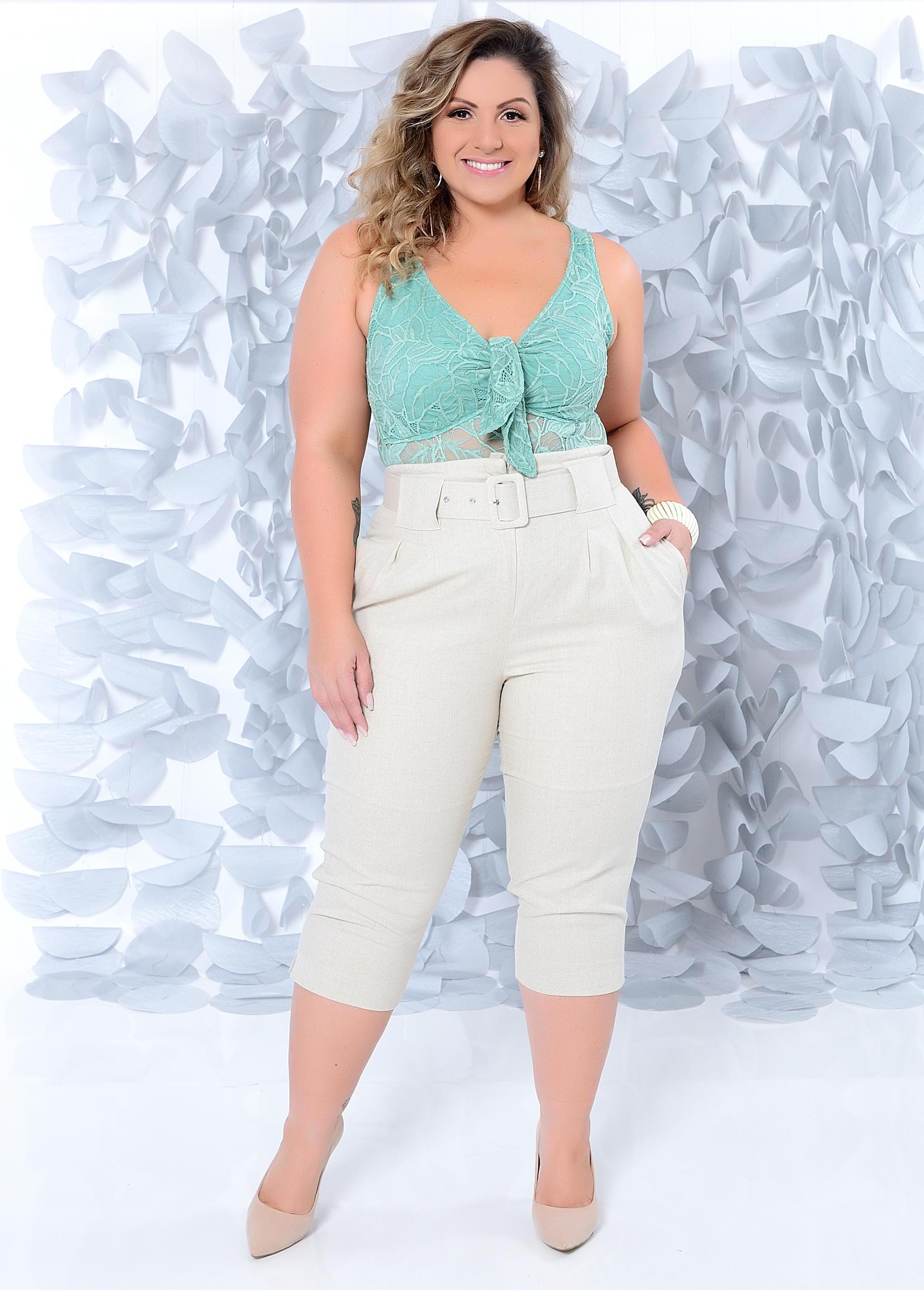 conjunto pantacourt plus size