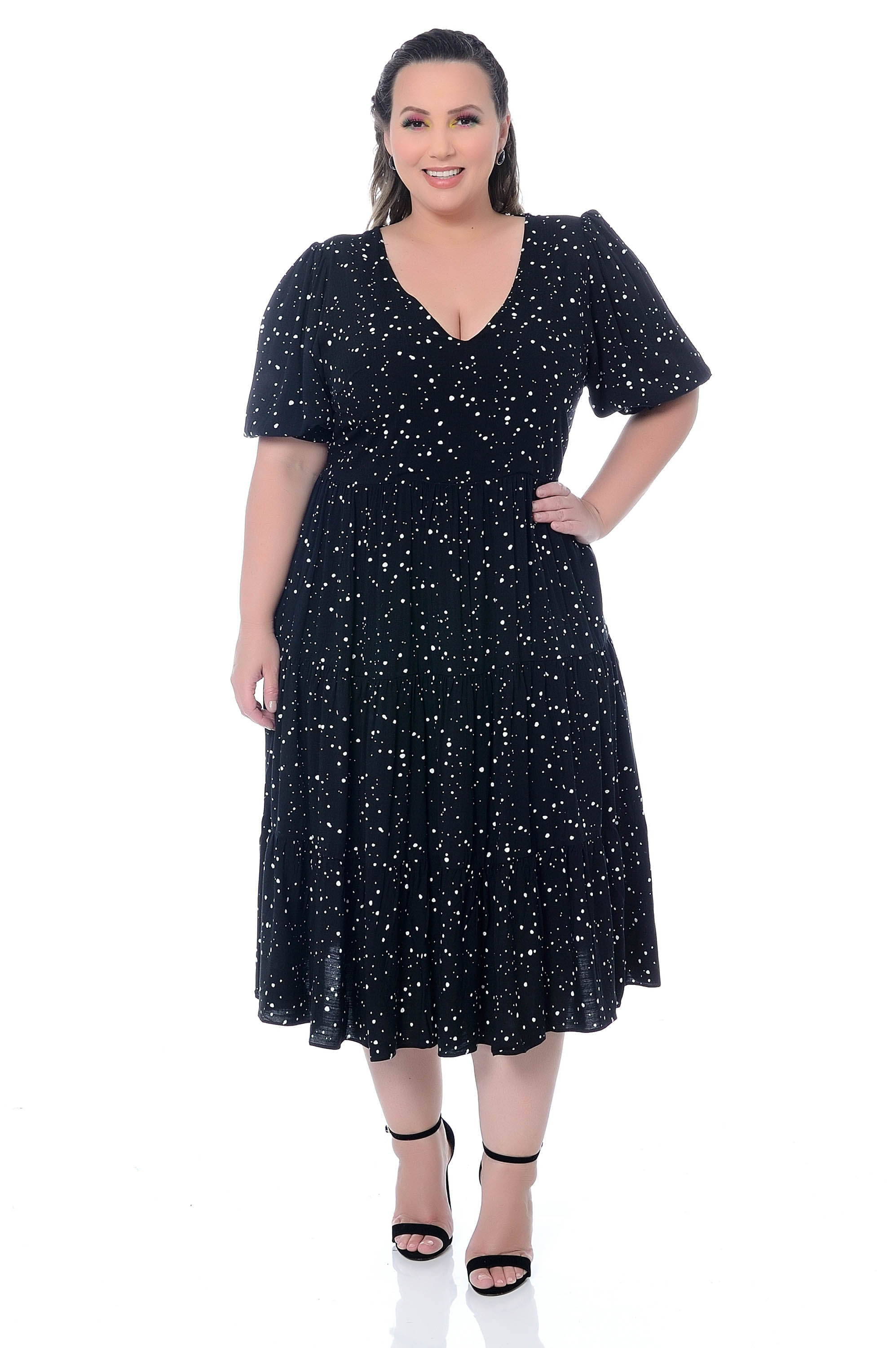 vestido midi plus size casual