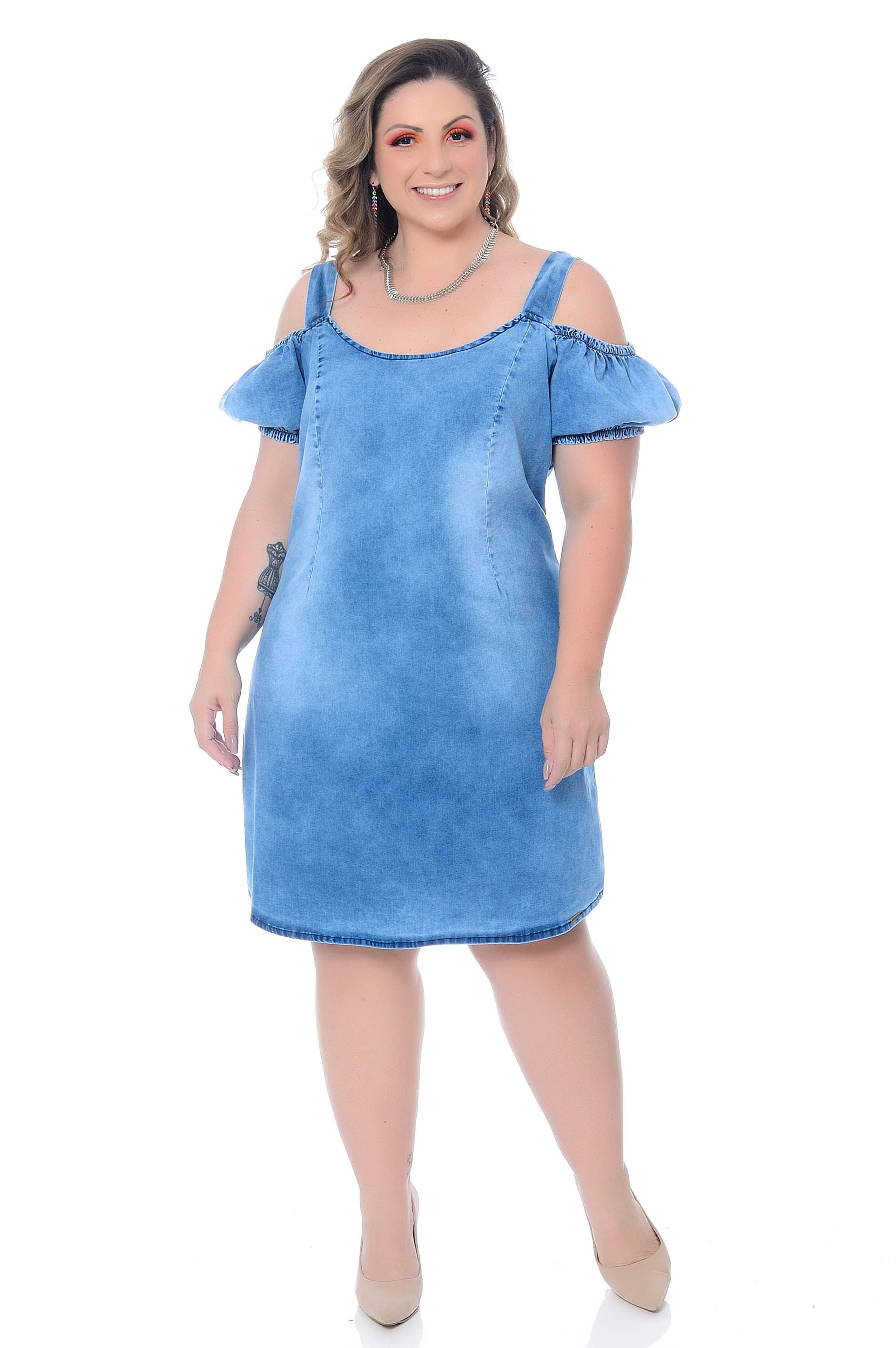 vestido jeans ciganinha