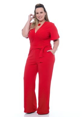 macacão plus size vermelho