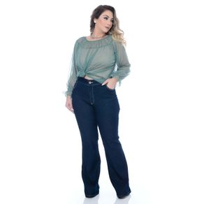 CALÇA JEANS FLARE PLUS SIZE LENAIDE - daluzplussize