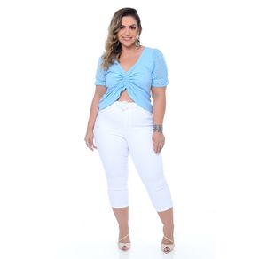 Calça Capri Preta em Algodão Plus Size - daluzplussize