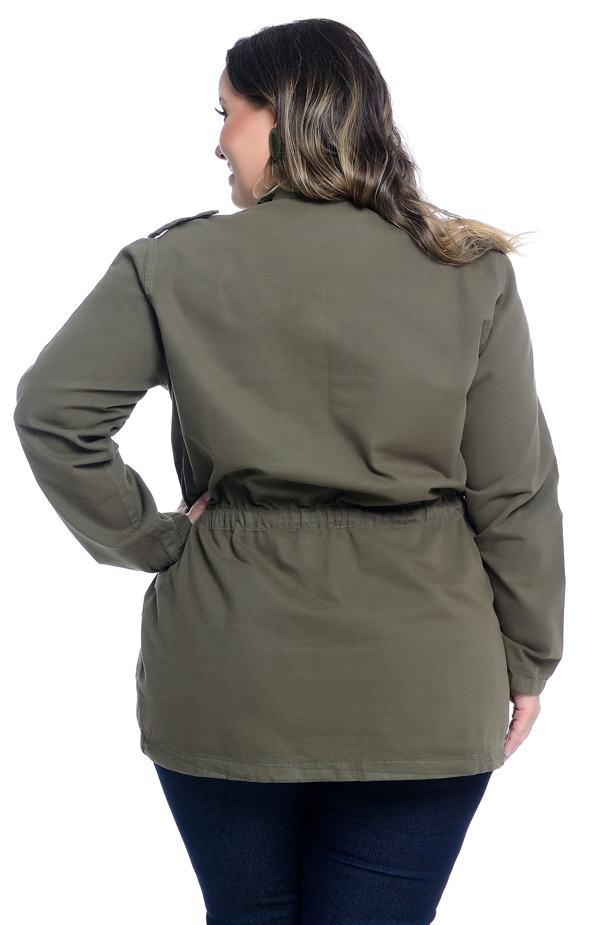 parka verde militar plus size