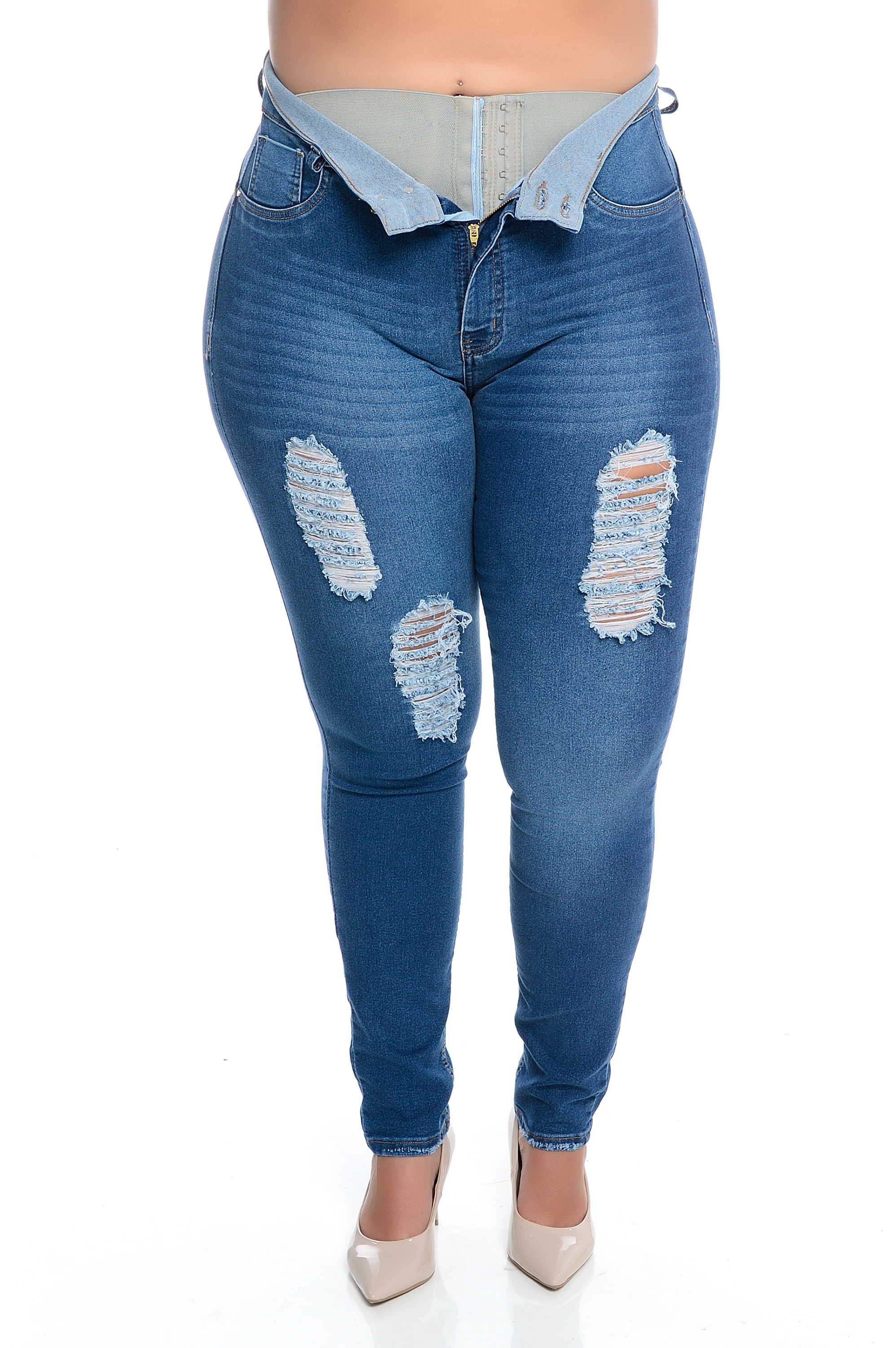 Calça Modeladora Jeans Plus Size - daluzplussize