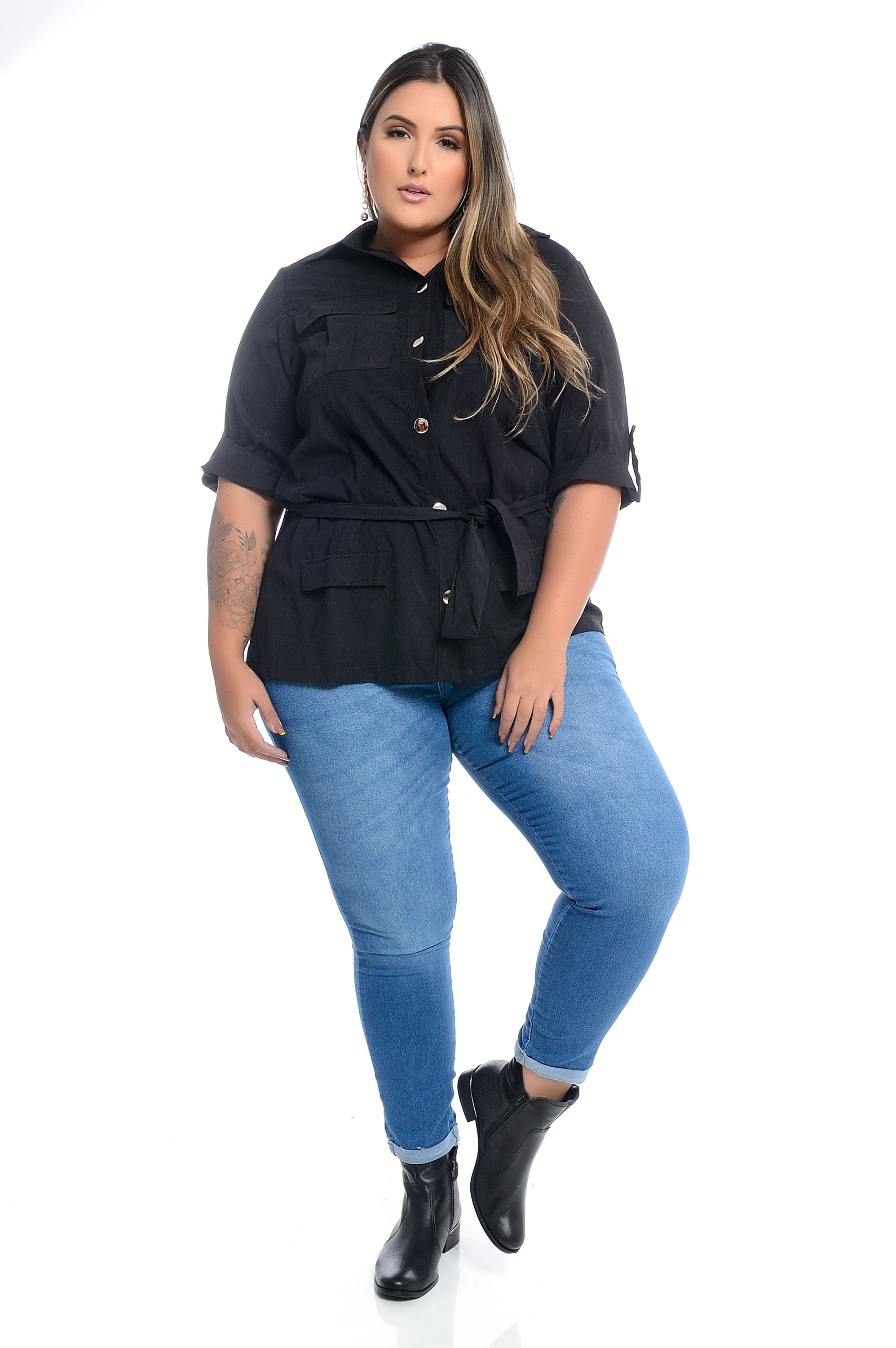 parka plus size preta