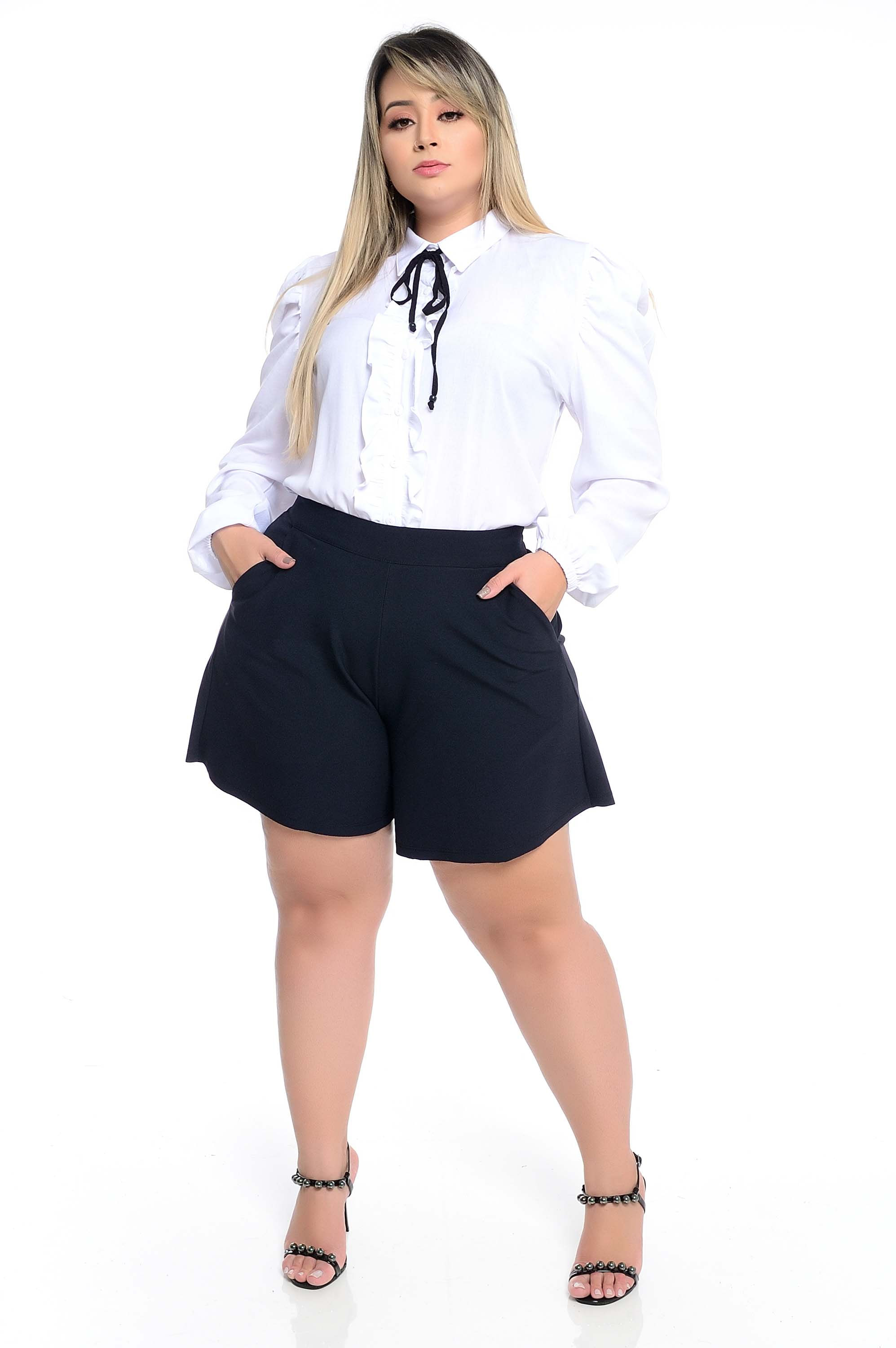 camisa branco plus size