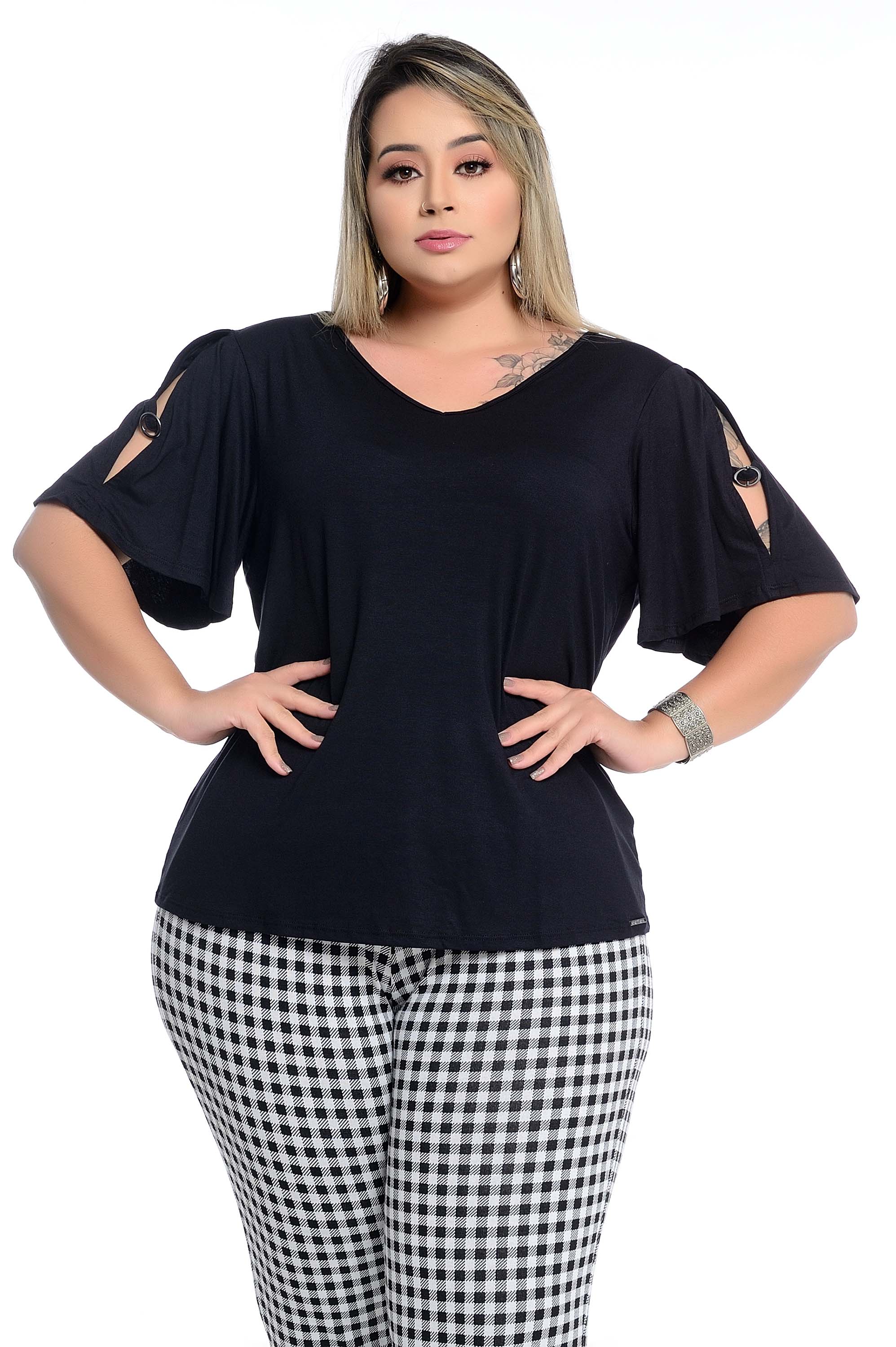 blusas com abertura na manga
