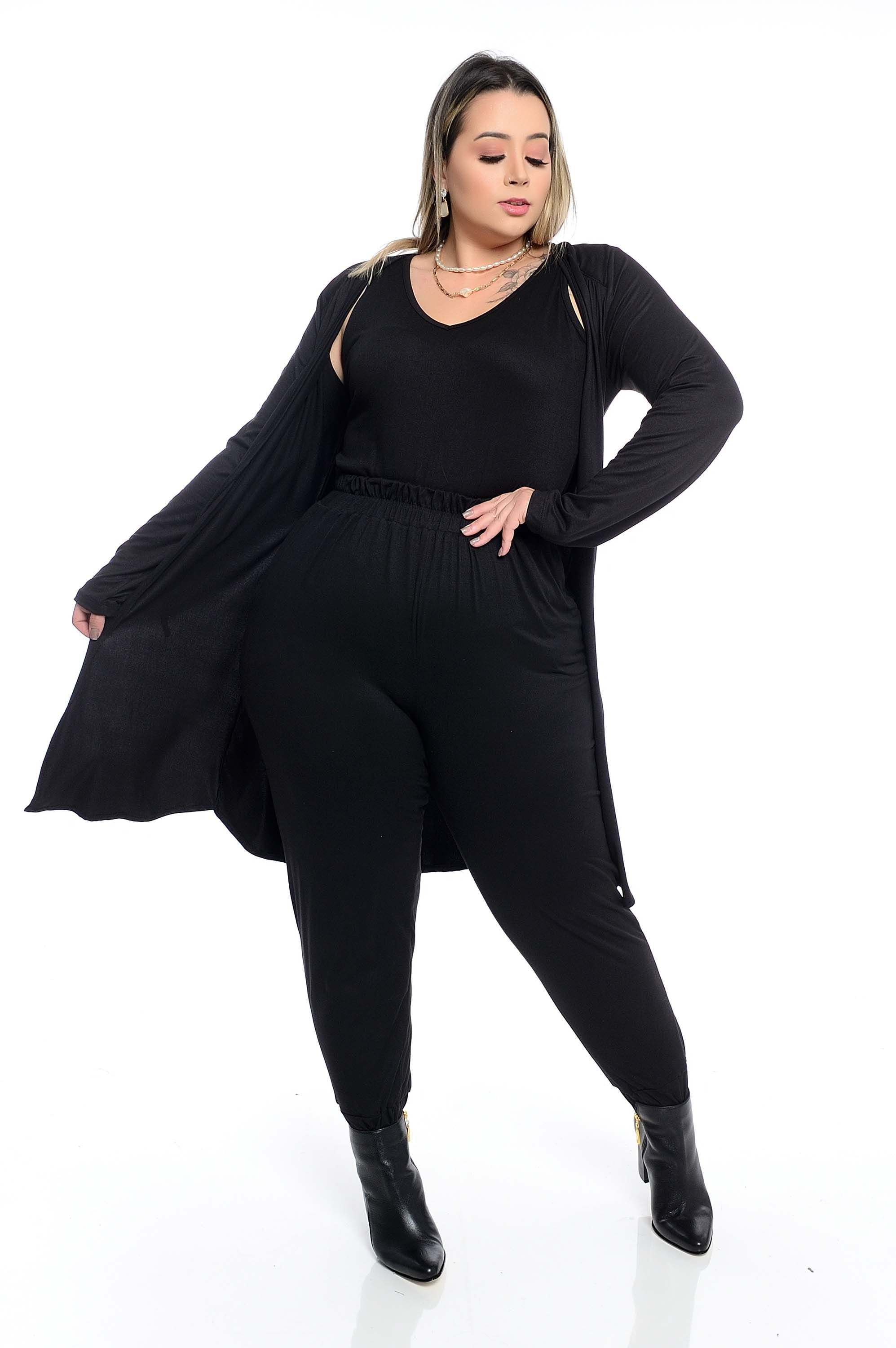 cardigan plus size preto