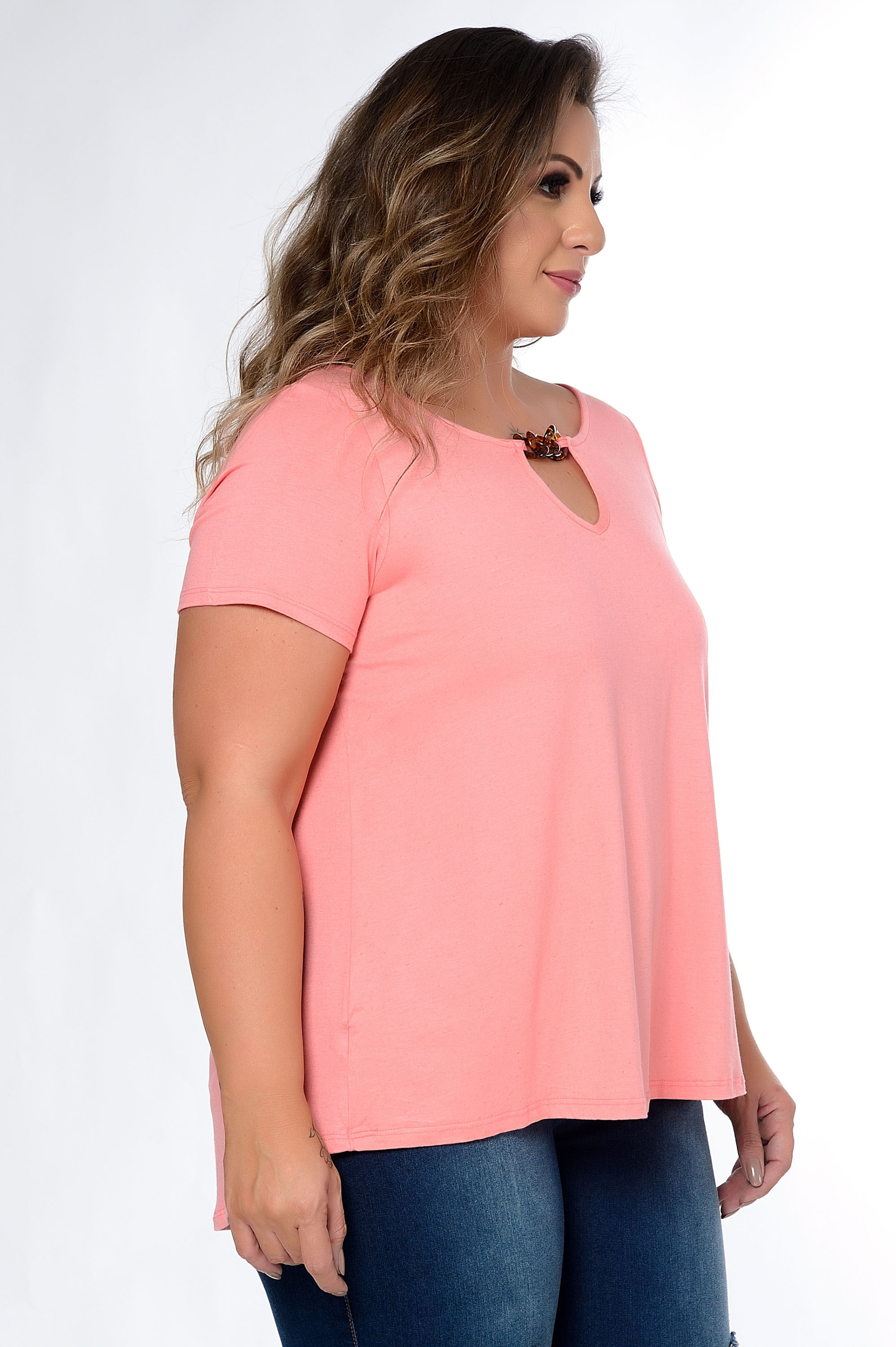 blusa plus size rosa