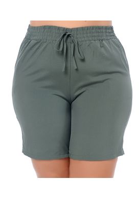 Shorts-Verde-Militar-com-Elastico-na-Cintura-Plus-Size--7-