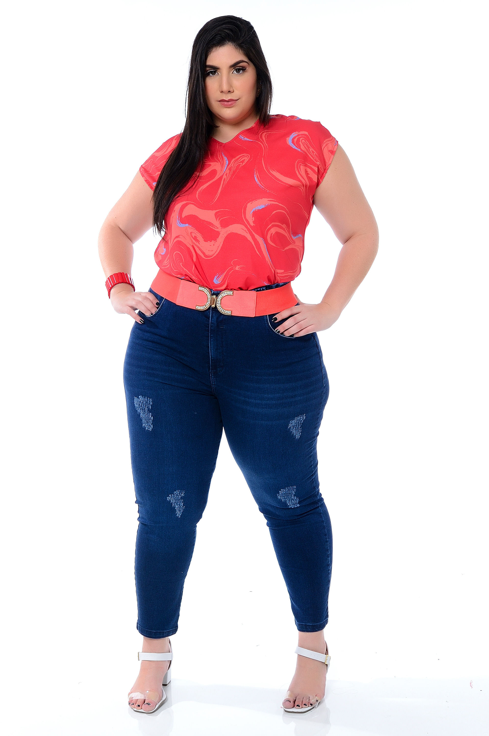 blusa plus size vermelha