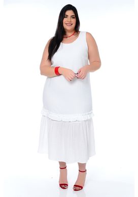 Vestido-Midi-Branco-Liso-com-Babado-Plus-Size--1-