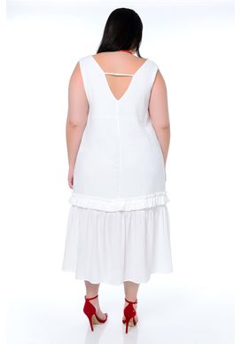Vestido-Midi-Branco-Liso-com-Babado-Plus-Size--4-