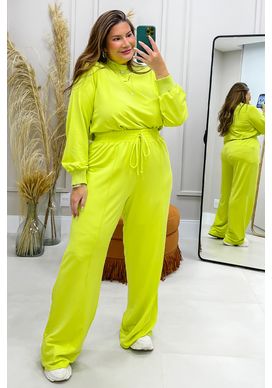 Calca-Pantalona-Verde-Lima-com-Elastico-Na-Cintura-Plus-Size