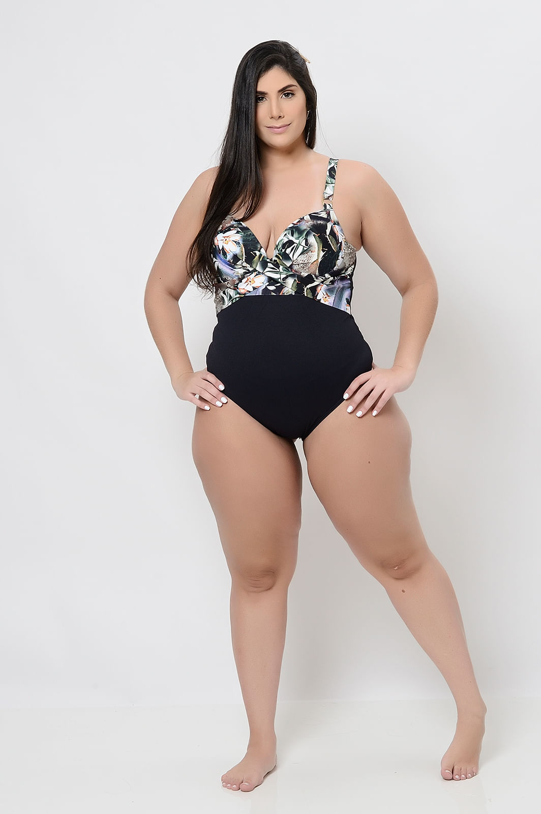 Biquíni Cropped com Aro Estampado Plus Size - daluzplussize