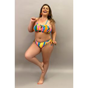 Biquíni Colorido Color Block Plus Size - daluzplussize