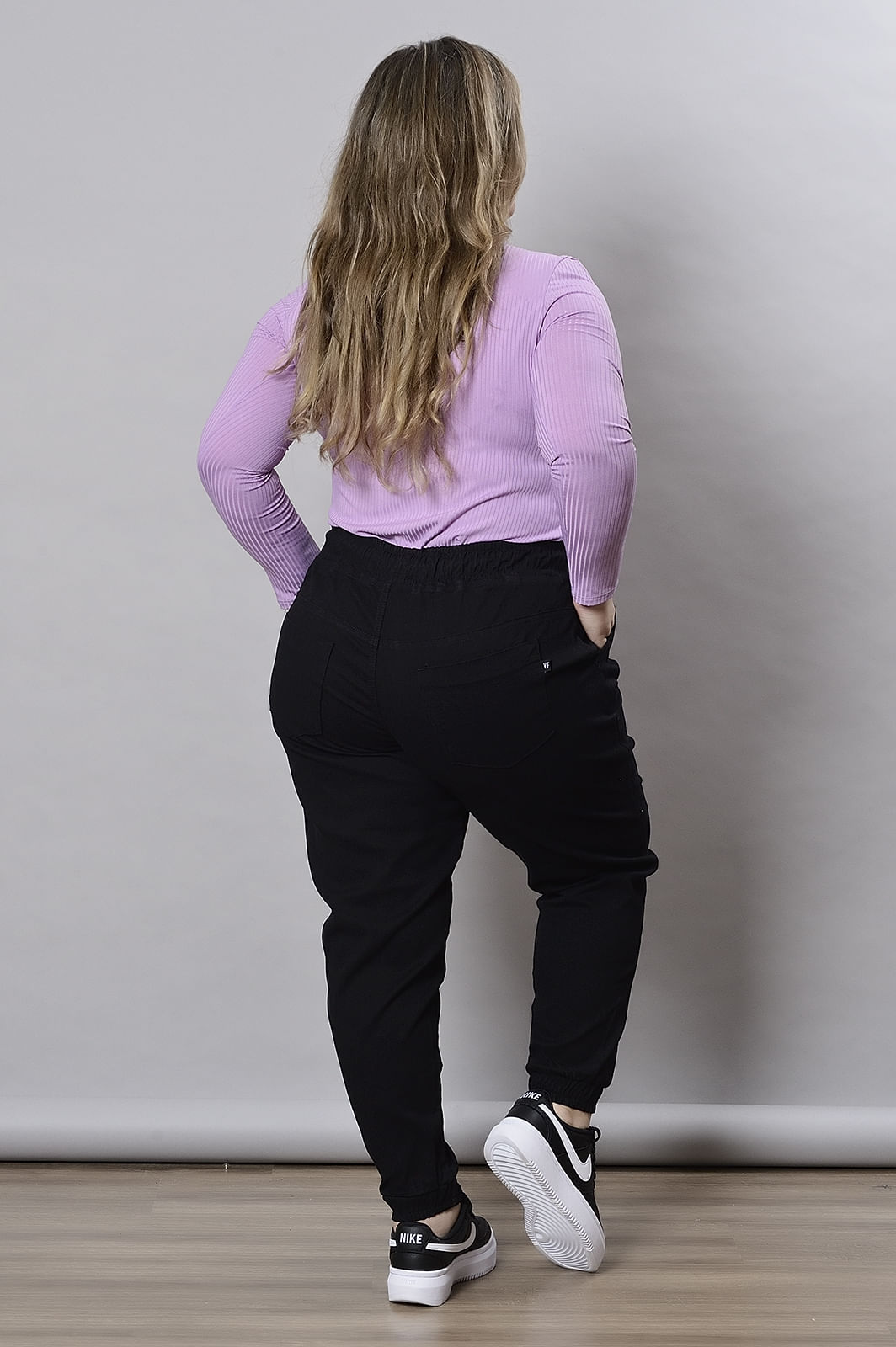 Body Lilás Manga Longa Canelado Plus Size - daluzplussize