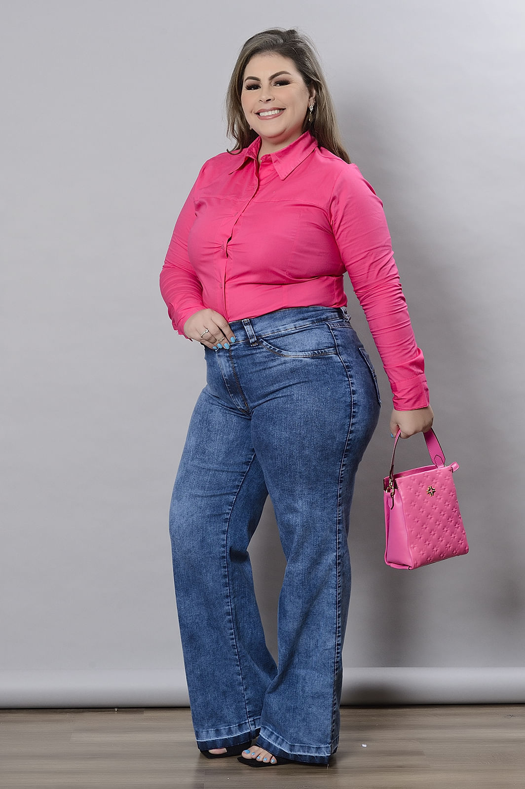 Calça Flare Jeans com Elastano Plus Size - daluzplussize