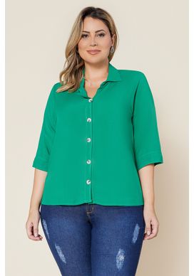 Camisa-Verde-Manga-3-4-em-Viscose-Plus-Size-4