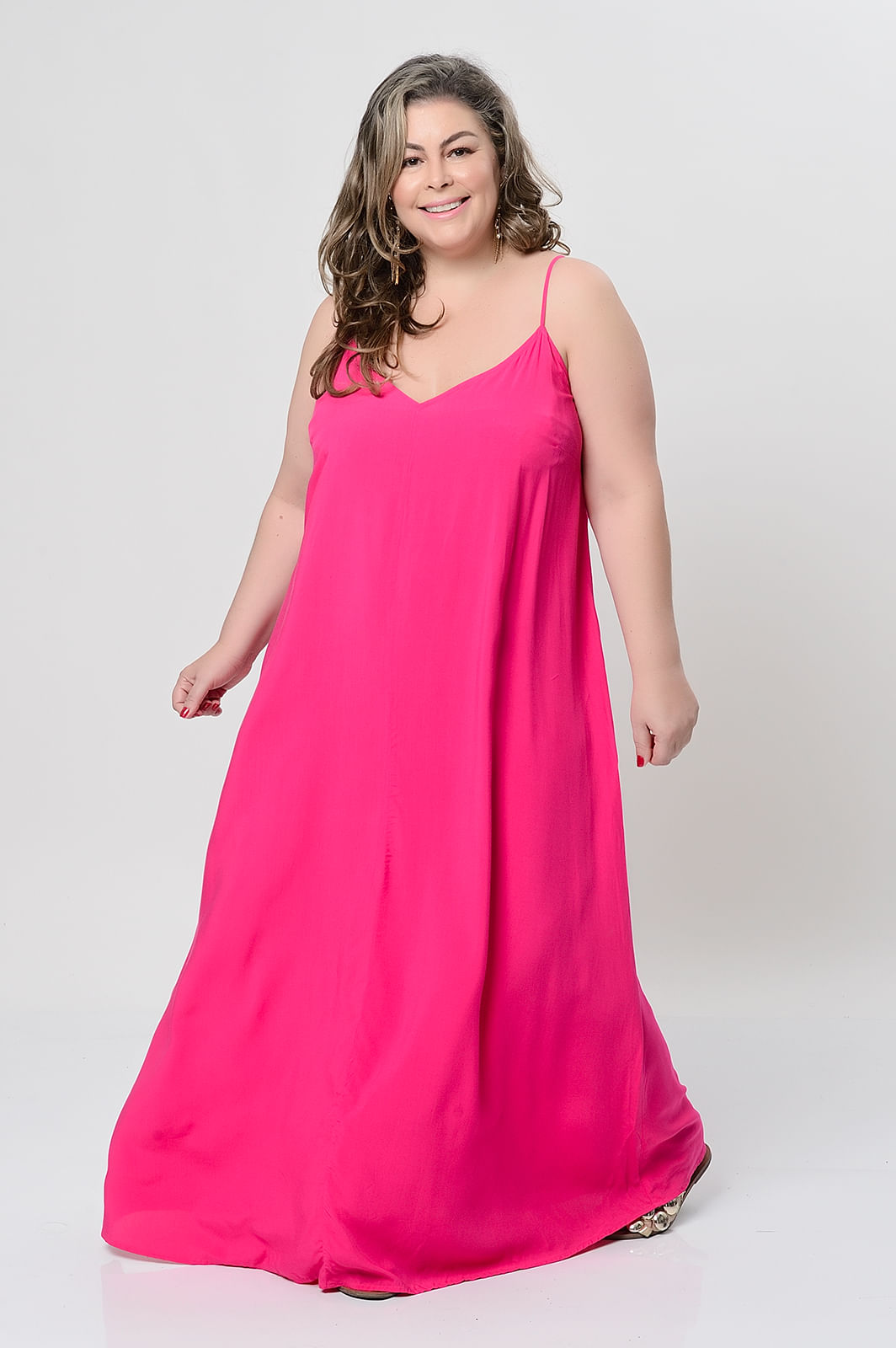 Vestido Plus Size Viscose Pink