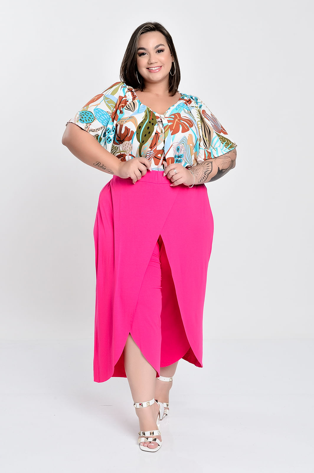 Plus Size CalÃ§a Pantalona Pantacourt Calça Pantalona Pantacourt