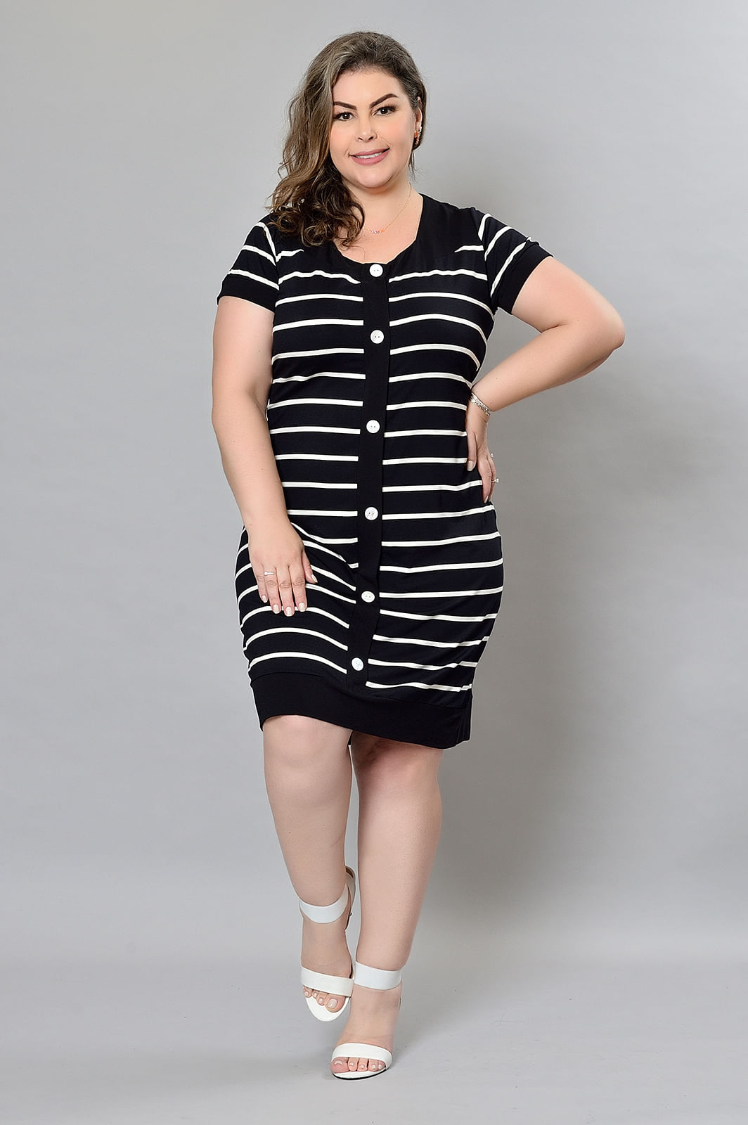 Plus size black and white striped dress cheap