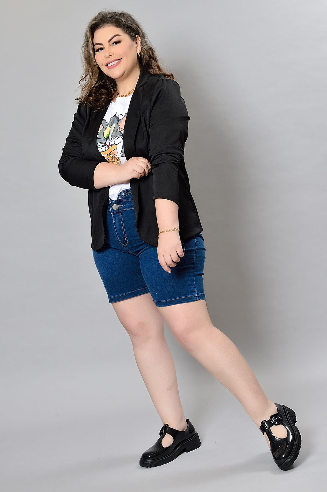 Blazer Preto Alfaiataria Plus Size